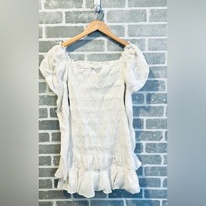 FairyCore Whimsy goth Little White Ruched Mini Dress size sm Saboluxe